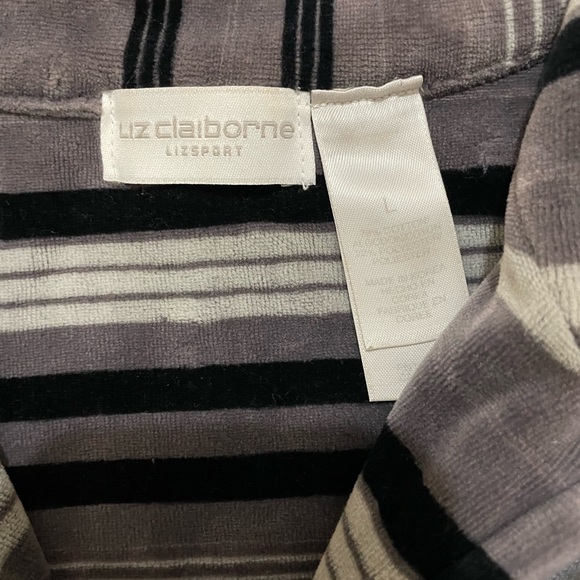 Liz Claiborne Velour Striped Half-Zip Tunic Sweater - Picture 5 of 5